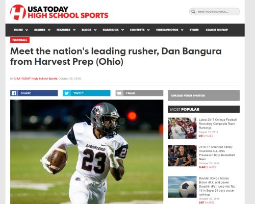 USA Today Features Harvest Prep Warriors